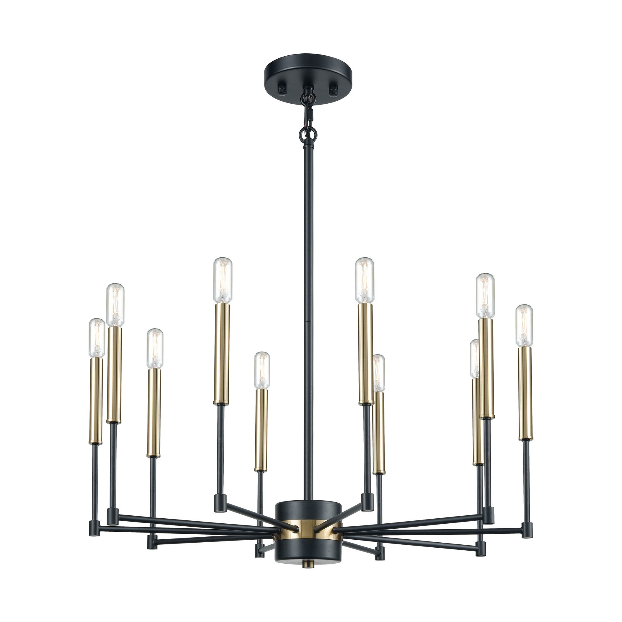 Livingston 10-Light Chandelier, Matte Black/Satin Brass (Livingston 10-Light Chandelier) - Chandeliers For Bedrooms by Overstock.com