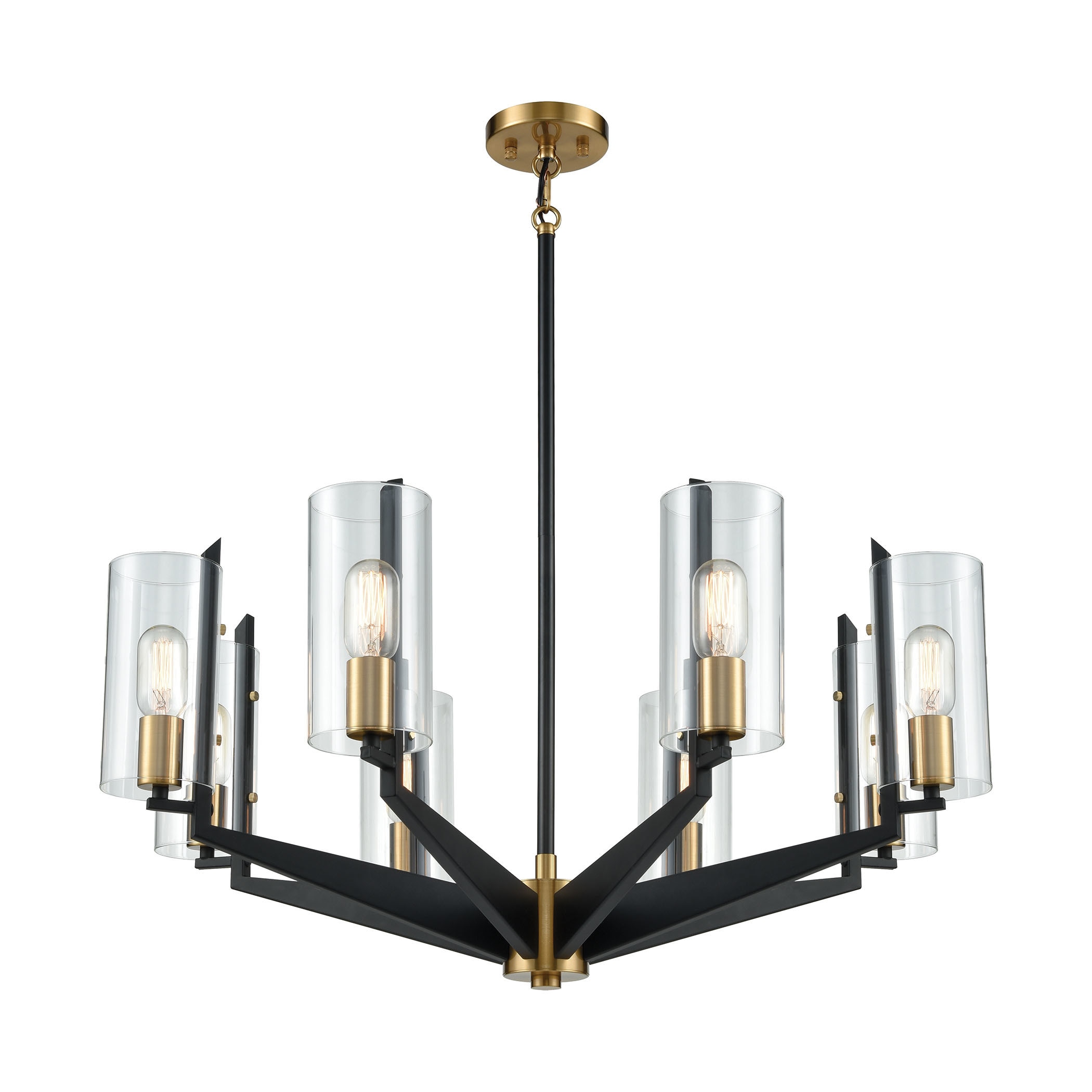 Blakeslee 8-Light Chandelier, Matte Black/Satin Brass (Blakeslee 8-Light Chandelier) - Chandeliers For Bedrooms by Overstock.com