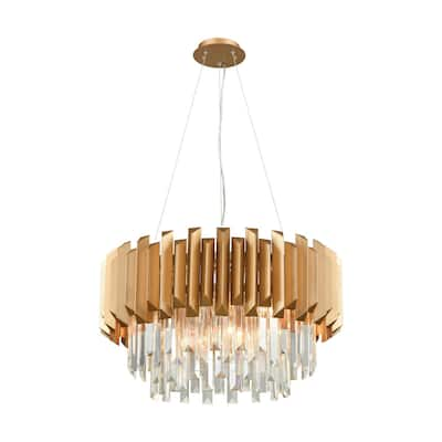 Elk Home Seneca Falls Gold With Metal Shade 6 Light Chandelier