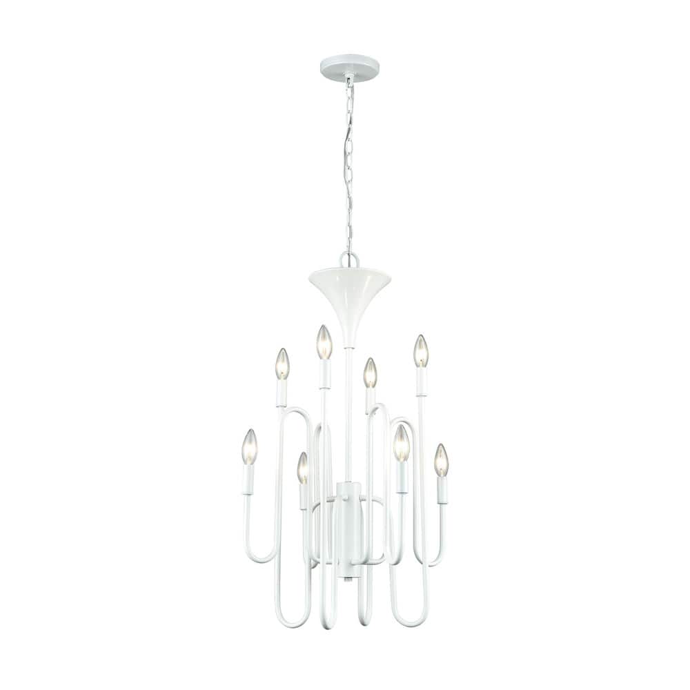 Elk Home Decatur Matte White Metal 8 Light Chandelier