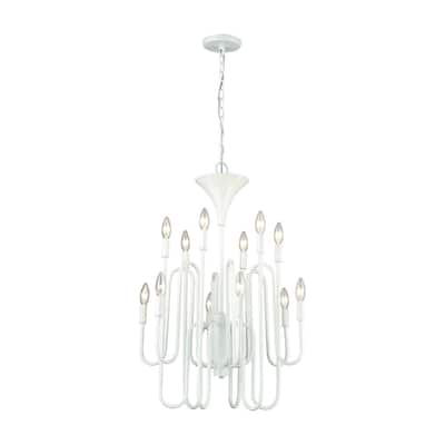 Elk Home Decatur Matte White Metal 12 Light Chandelier