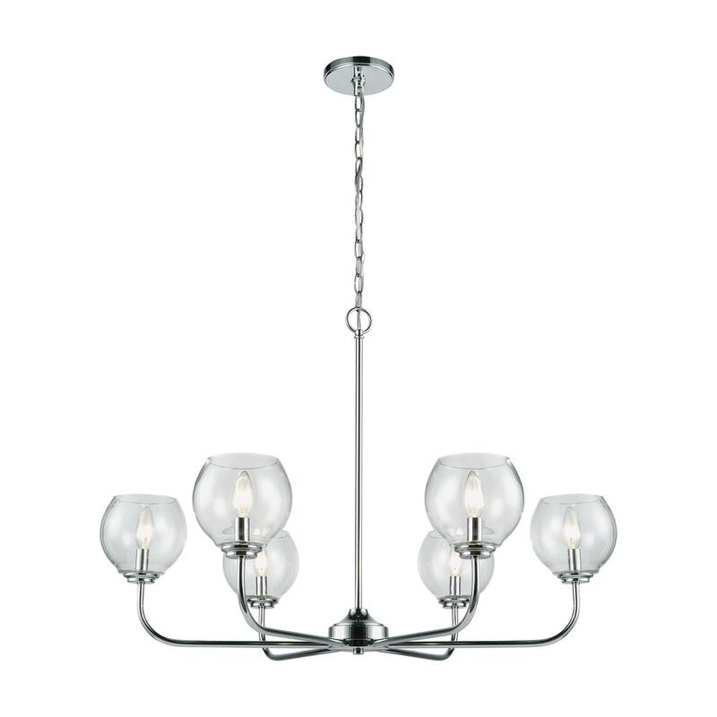 Elk Home Emory Polished Chrome Glass 6 Light Chandelier