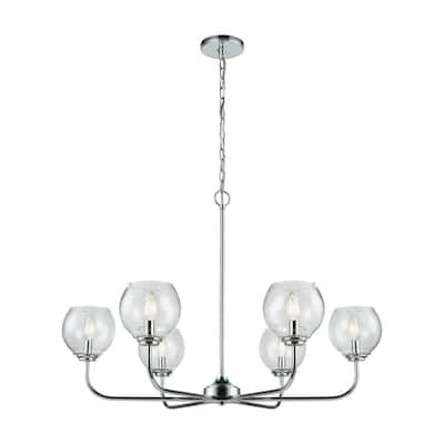 Elk Home Emory Polished Chrome Glass 6 Light Chandelier