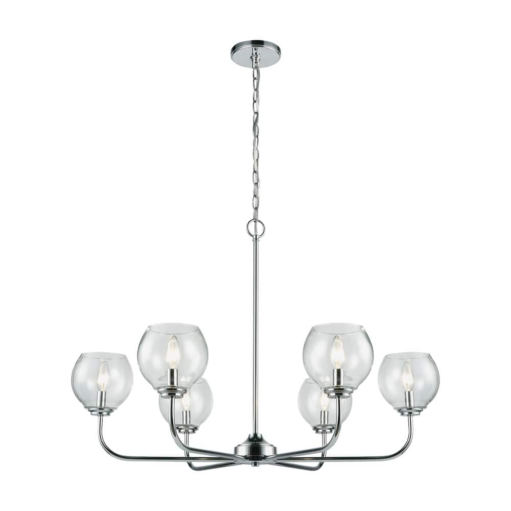 Elk Home Emory Polished Chrome Glass 6 Light Chandelier