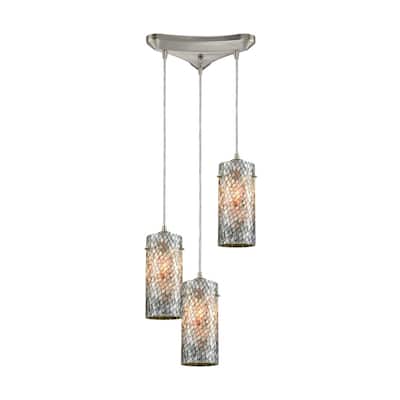 Elk Home Capri Satin Nickel With Gray Capiz Shell 3 Light Pendant