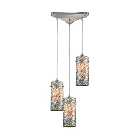 Capri 3-Light Triangular Canopy Pendant, Satin Nickel