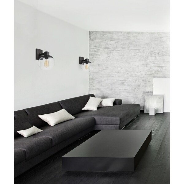 Portland 1-Light Wall Sconce, Dark Bronze Finish, Clear Glass Shade