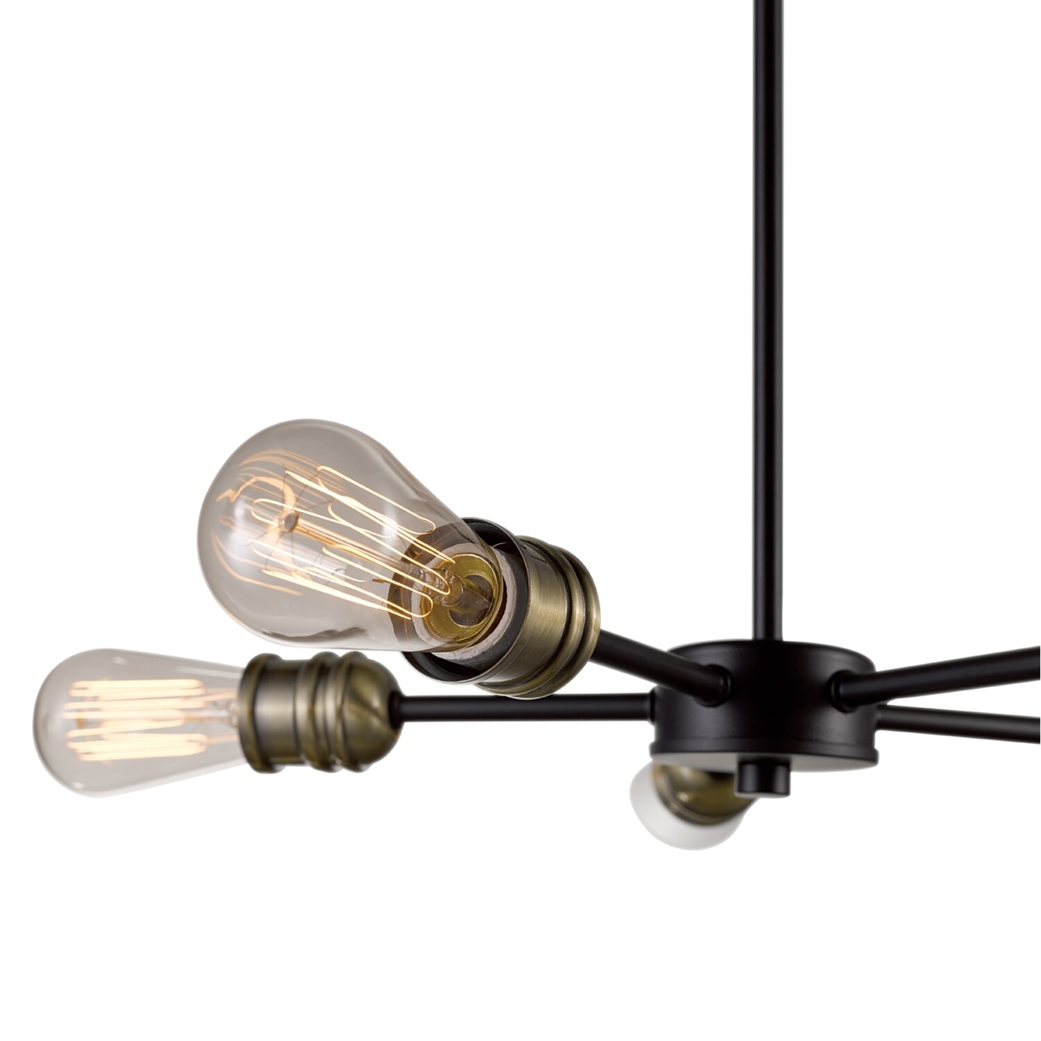 Beaugard 5-Light Matte Black Chandelier with Antique Brass Sockets (4 to 6 - 60 to 100 Watts) - Chandeliers For Bedrooms by Overstock.com