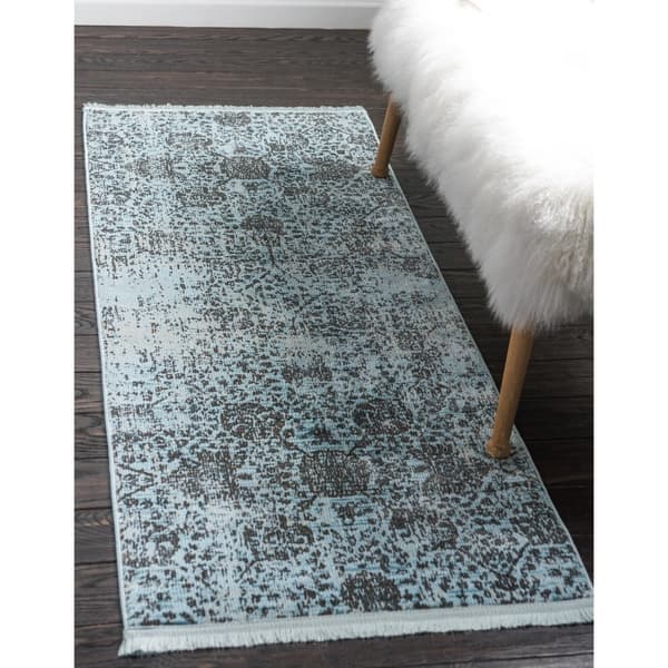 Dark Gray/Blue 5' 5 x 8' 0 Rectangular Unique Loom Baracoa Collection Distressed Worn-Look Vintage Traditional Area Rug 