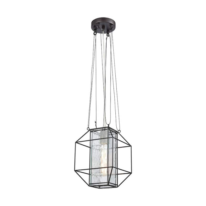 Elk Home Waterbury Oil Rubbed Bronze Glass 1 Light Pendant