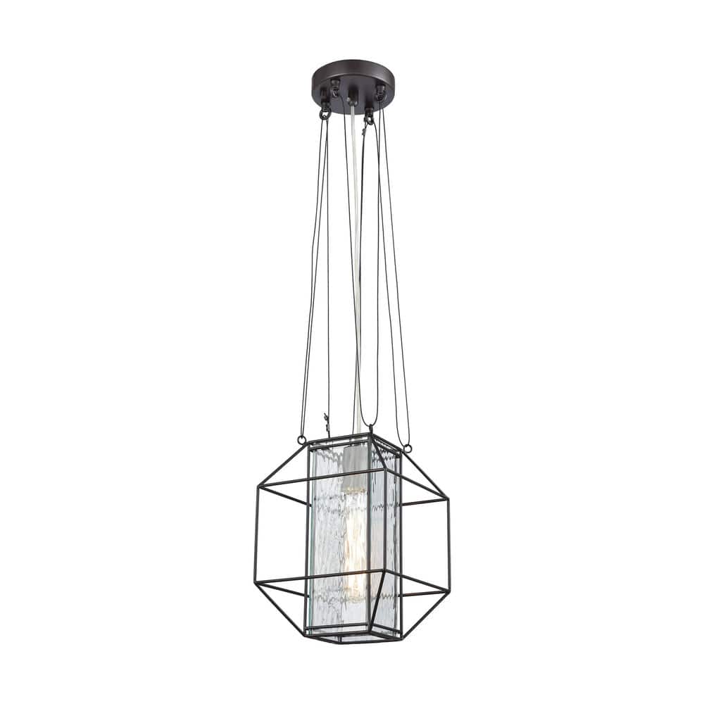 Elk Home Waterbury Oil Rubbed Bronze Glass 1 Light Pendant