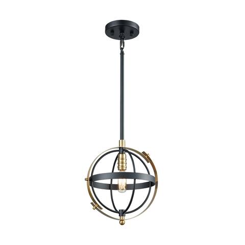 Caldwell 1-Light Pendant, Matte Black/Satin Brass