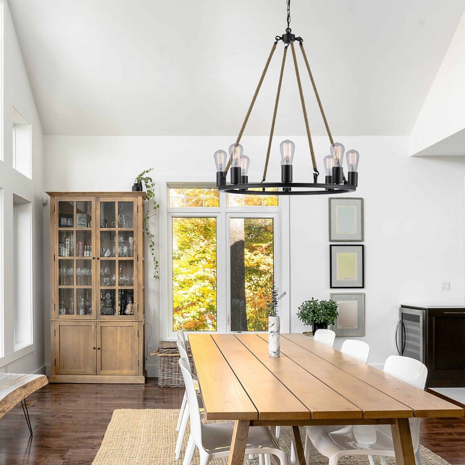 Myrcella 8-Light Twine Wrapped Dark Bronze Round Vintage Chandelier - Chandeliers For Bedrooms by Overstock.com