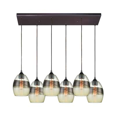 Elk Home Whisp Oiled Bronze With Champagne Glass 6 Light Pendant