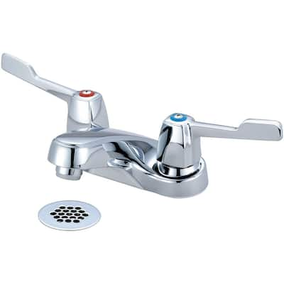 Elite Two Handle Low Arc Bath Faucet with Wrist Blade Handles, Grid Drain