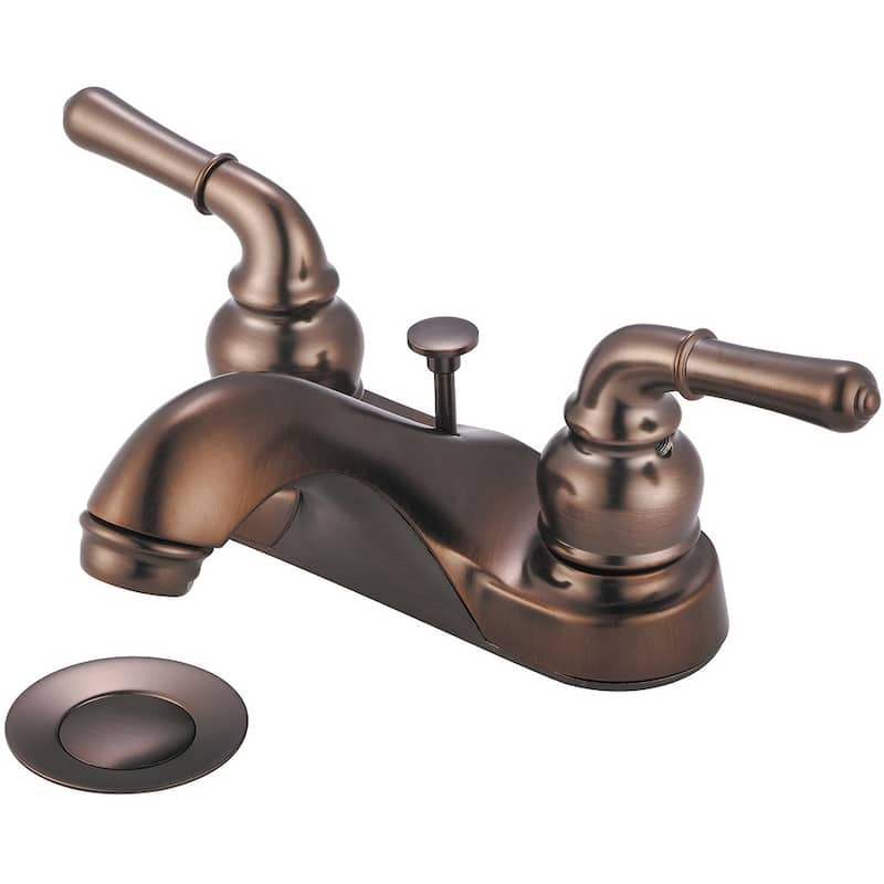 Accent Two Handle Low Arc Bath Faucet with Pop Up Drain - Oil Rubbed bronze