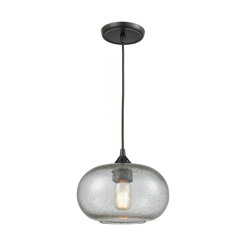Elk Home Volace Oiled Bronze With Gray Speckled Glass 1 Light Pendant