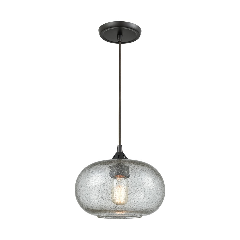 Elk Home Volace Oiled Bronze With Gray Speckled Glass 1 Light Pendant