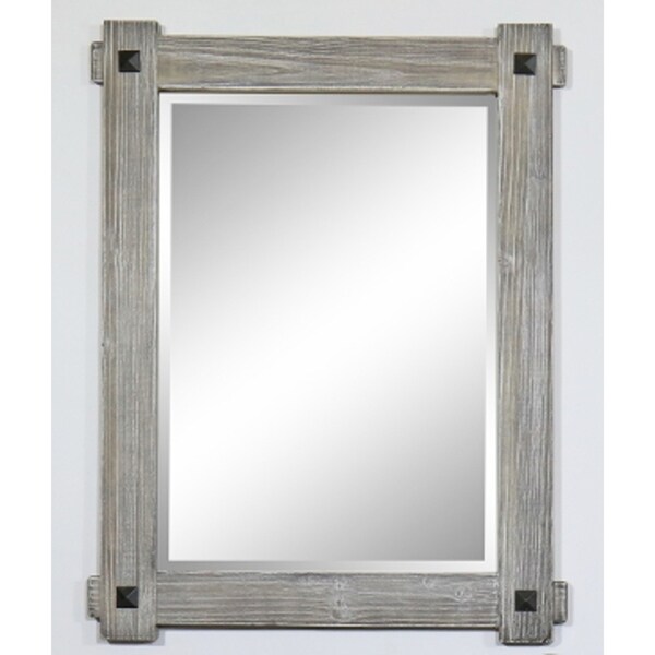 Shop 28" Rustic Wood Framed Mirror in GreyDriftwood Finish wk8228m