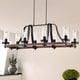 preview thumbnail 1 of 4, Guntel Forged Metal Multi-Light Chandelier with Glass Pillar Shades (6 OR 8 lamps) black-brown-8-light