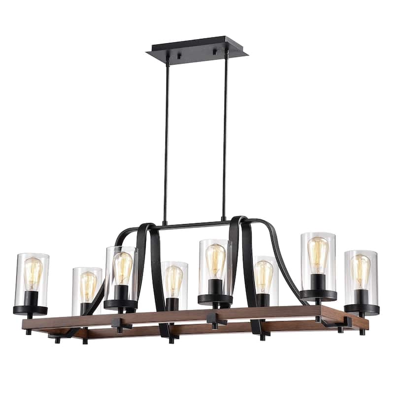 Guntel Forged Metal Multi-Light Chandelier with Glass Pillar Shades (6 OR 8 lamps)