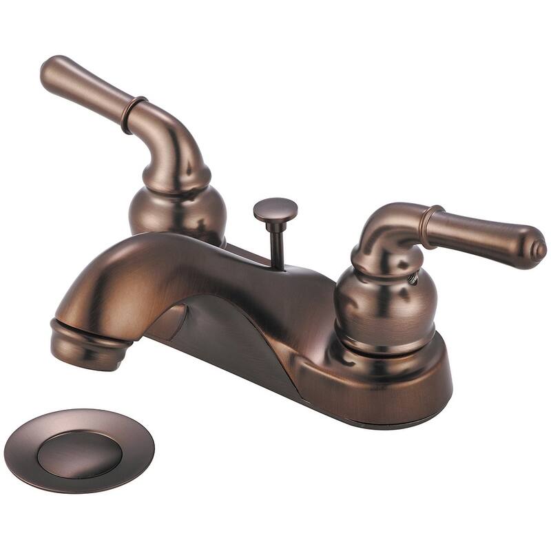 Accent Two Handle Low Arc Bath Faucet with Brass Pop Up Drain - Oil Rubbed bronze