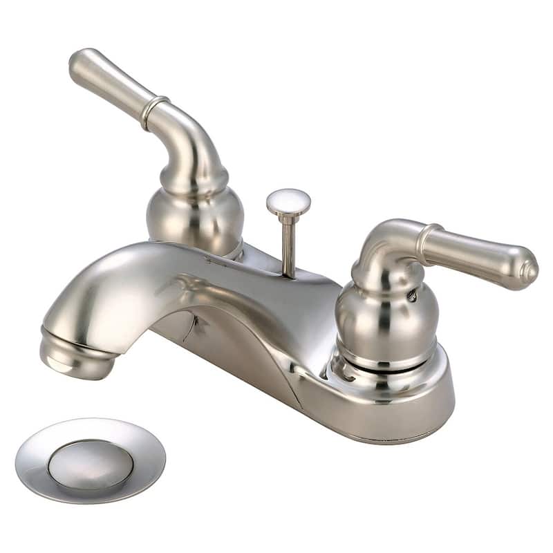 Accent Two Handle Low Arc Bath Faucet with Brass Pop Up Drain