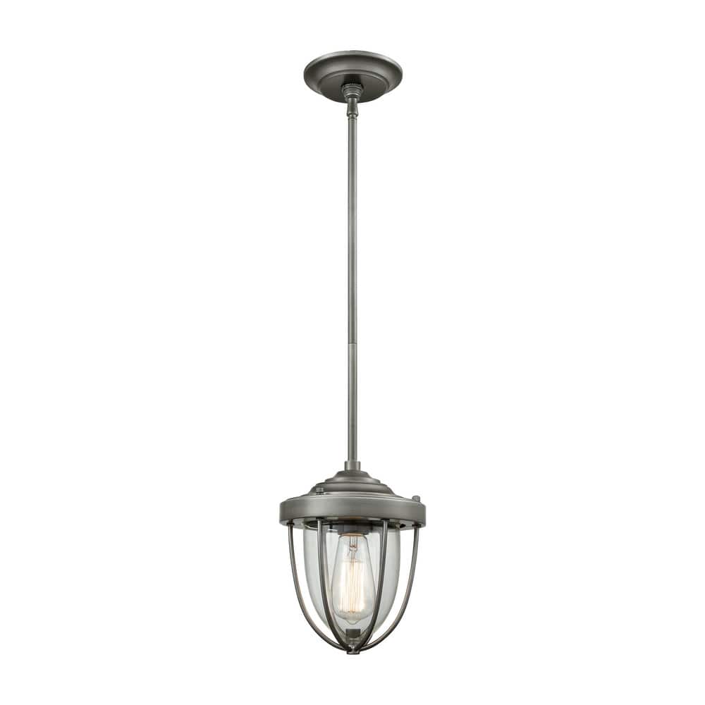 Elk Home Sturgis Weathered Zinc Glass 1 Light Pendant