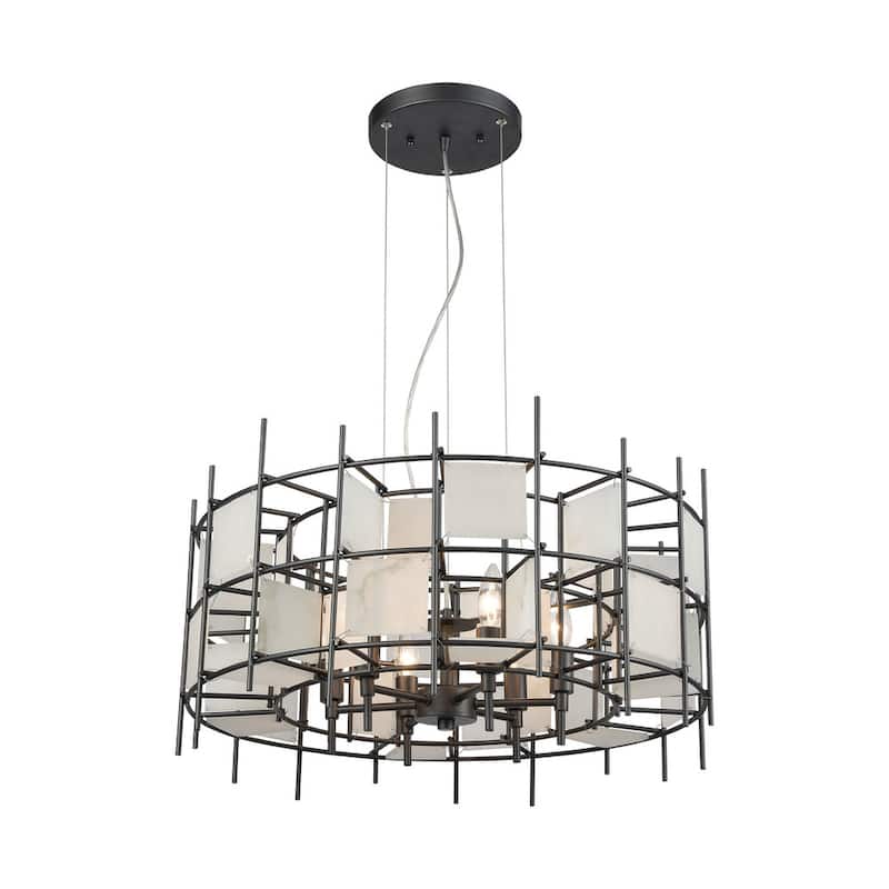 Elk Home Spanish Alabaster Dark Graphite Metal 6 Light Chandelier