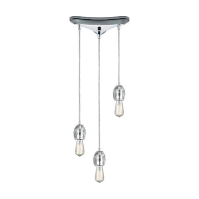 Socketholder 3-Light Triangular Canopy Pendant, Polished Chrome - Polished Chrome