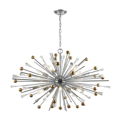 Williston 10-Light Pendant, Polished Chrome/Satin Brass