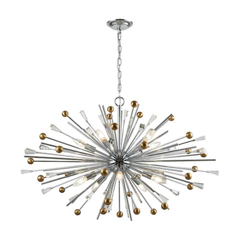 Williston 10-Light Pendant, Polished Chrome/Satin Brass