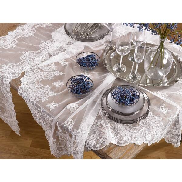 Christmas Tablecloth Vintage Embroidered Floral Lace Dining Table Cloth Runner Christmas Tablecloth Vintage Embroidered Floral Lace Dining Table Cloth Runner