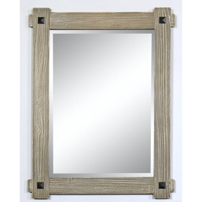 28" Rustic Wood Framed Mirror in Driftwood Finish - A/N