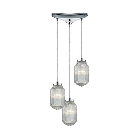Dubois 3-Light Triangular Canopy Pendant, Polished Chrome