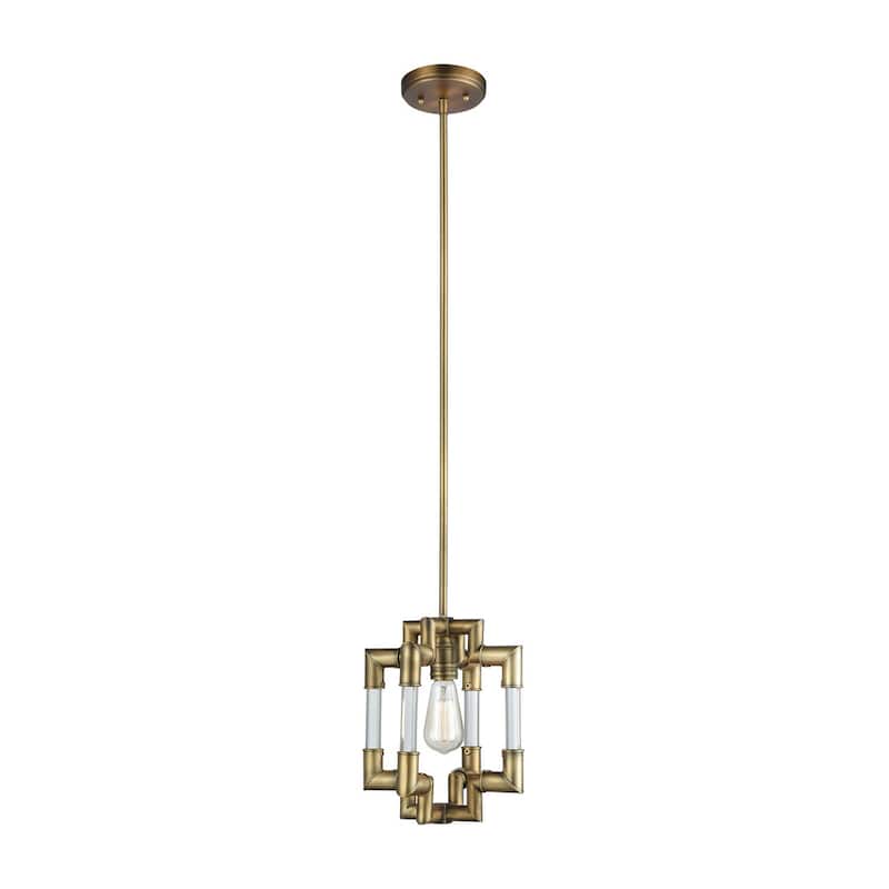 Elk Home Brandon Classic Brass Crystal 1 Light Pendant - Classic Brass