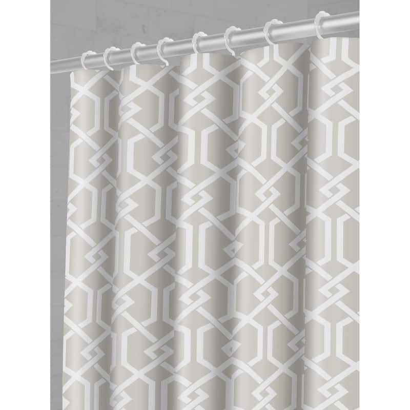 Maytex Celtic Fabric Shower Curtain with Attached Roller Glide Hooks