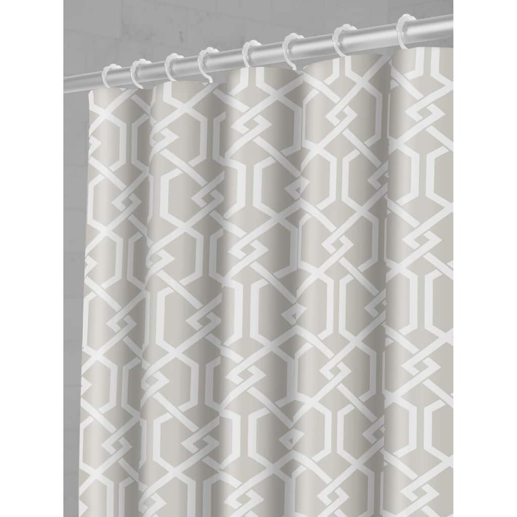 Maytex Celtic Fabric Shower Curtain with Attached Roller Glide Hooks