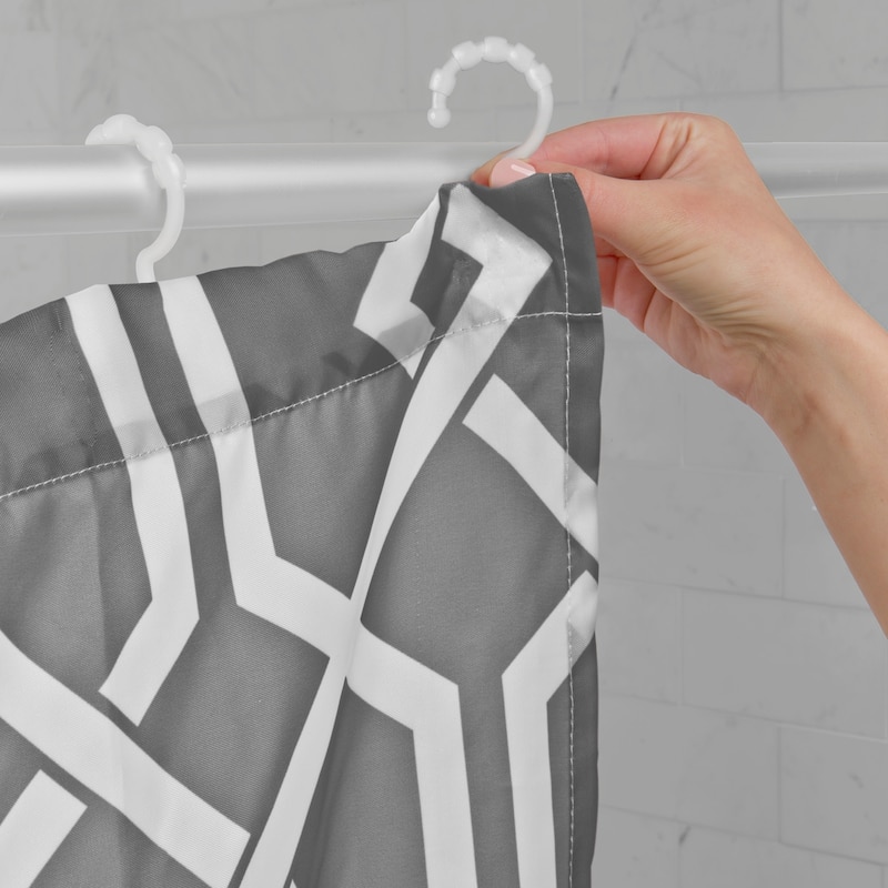 Maytex Celtic Fabric Shower Curtain with Attached Roller Glide Hooks
