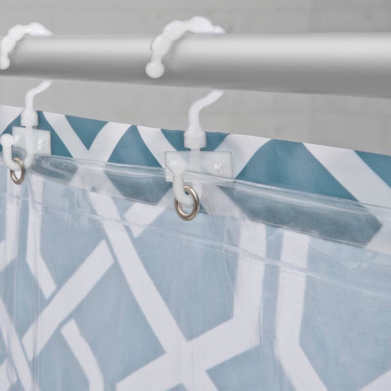 Maytex Celtic Fabric Shower Curtain with Attached Roller Glide Hooks