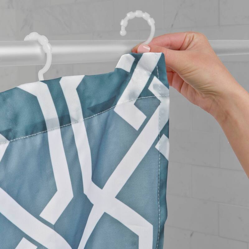 Maytex Celtic Fabric Shower Curtain with Attached Roller Glide Hooks