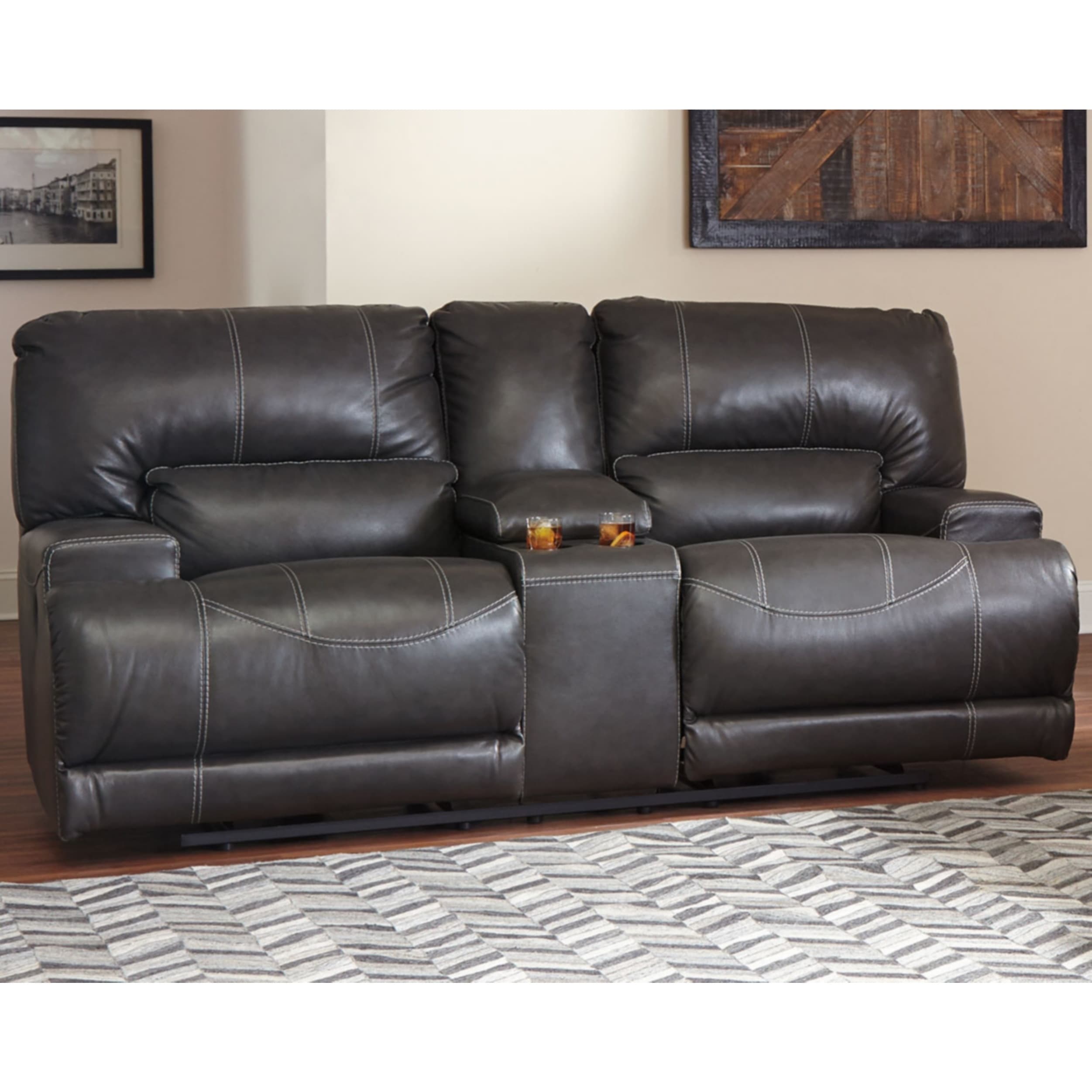 Mccaskill Reclining Loveseat With Console Gray Mccaskill Reclining Loveseat