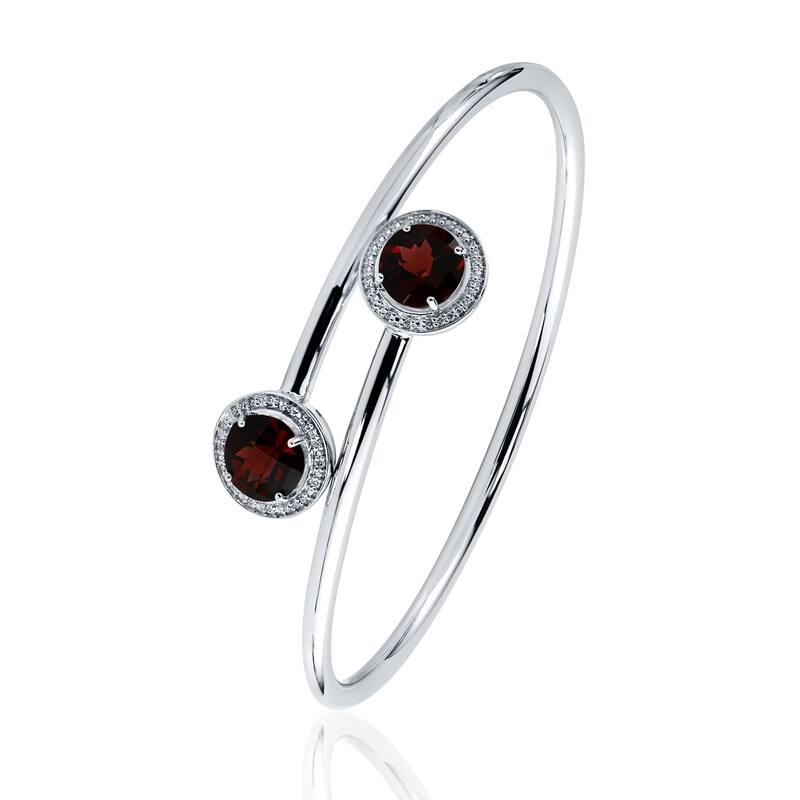 Auriya 4 1/2ct Red Garnet Gold over Silver Bangle Bracelet with Diamond Accents