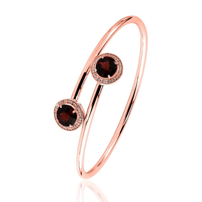 Auriya 4 1/2ct Red Garnet Gold over Silver Bangle Bracelet with Diamond Accents
