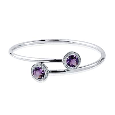Auriya 3ct Purple Amethyst Gold over Silver Bangle Bracelet with Diamond Accents