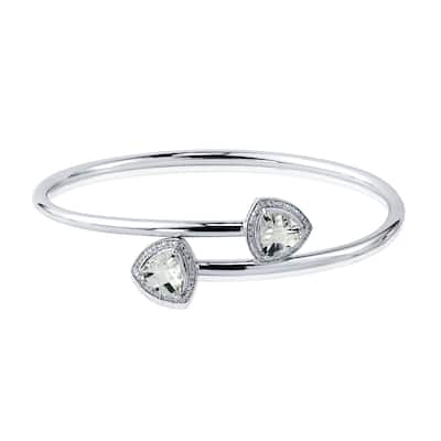 Auriya 3 3/4ct Trillion-Cut White Topaz Gold over Silver Bangle Bracelet with Diamond Accents