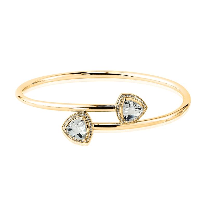 Auriya 3 3/4ct Trillion-Cut White Topaz Gold over Silver Bangle Bracelet with Diamond Accents