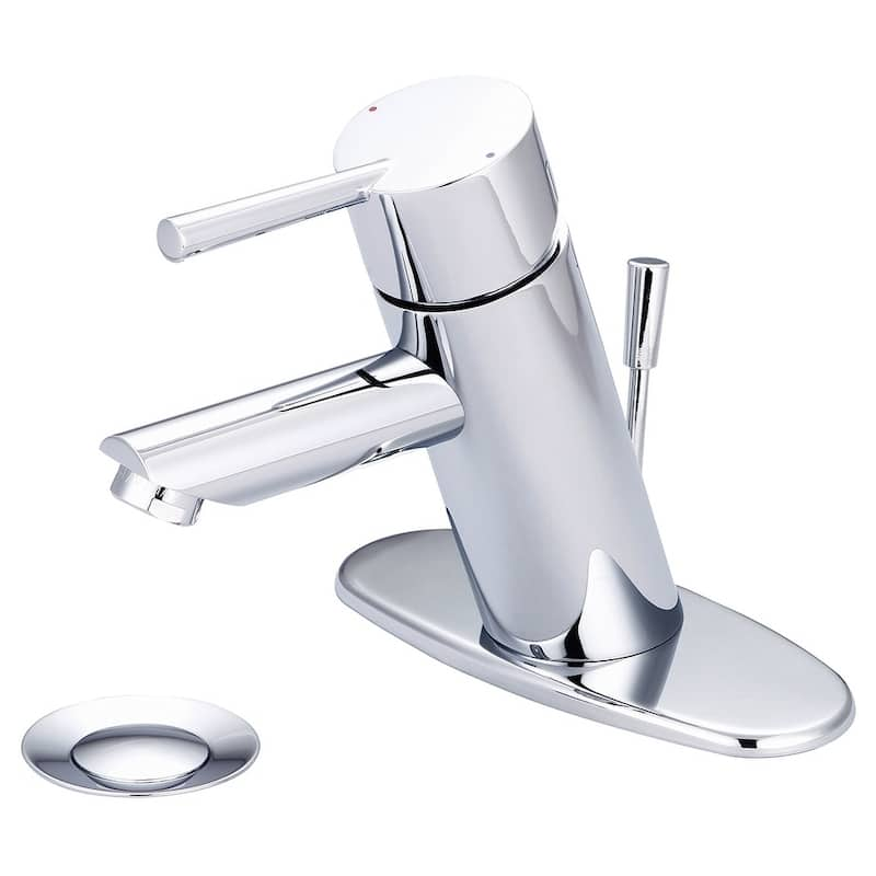 i2 Single Handle Bath Faucet with Pop Up Drain and Deck Plate - Polished chrome