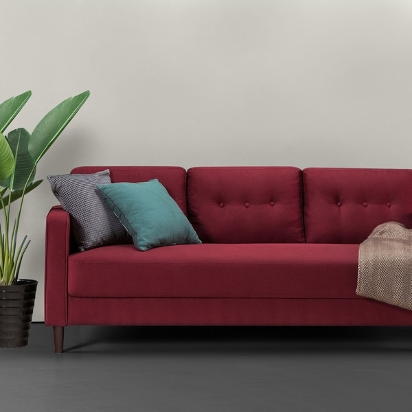 Priage By Zinus Mid-Century Sofa, Ruby Red Weave - Bed Bath & Beyond ...