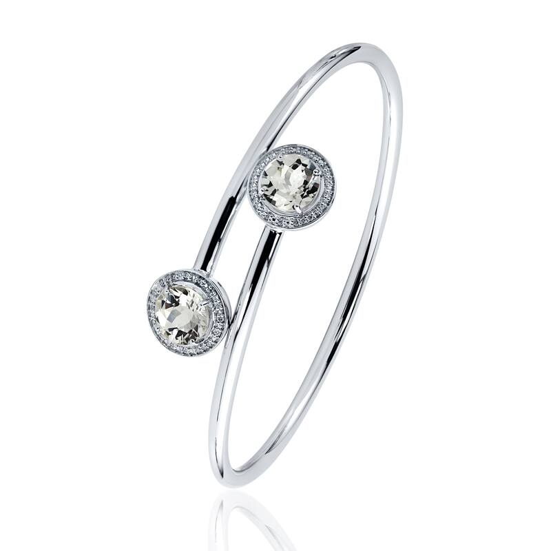 Auriya 4ct White Topaz Gold over Silver Bangle Bracelet with Diamond Accents